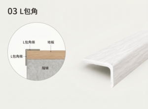 SPC石塑地板L包角收邊條與樓梯收邊施工示意圖